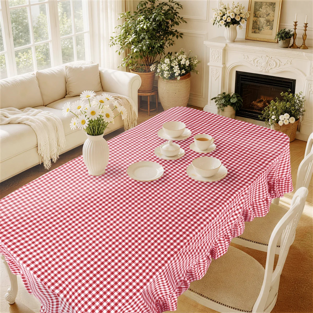 100% Cotton Plaid Tablecloth With Ruffled Edge | Wayfair North America