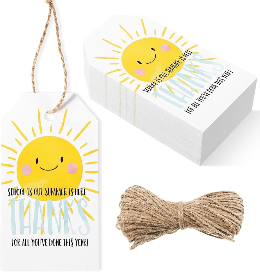 80 Pcs End of School Year Gift Tag with Twine Summer Teacher Appreciation Gift Sunshine Writing T... | Amazon (US)