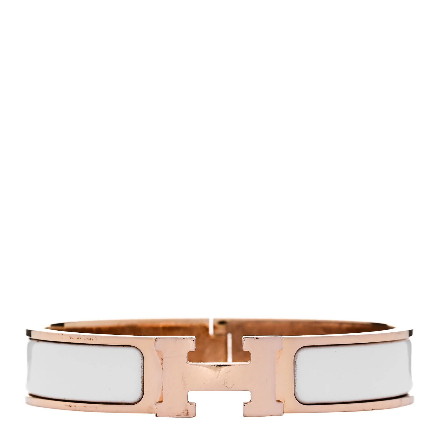 Enamel Narrow Clic Clac H Bracelet PM White | FASHIONPHILE (US)
