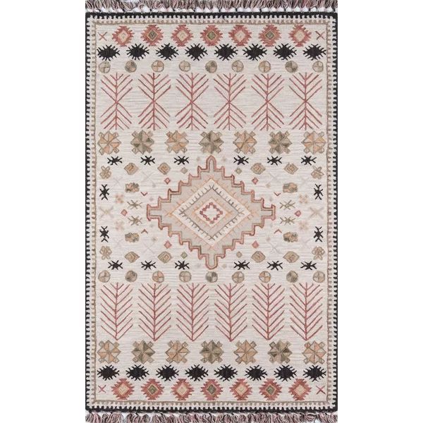 Bronte Southwestern Handmade Looped Wool Pink/Beige Area Rug | Wayfair North America
