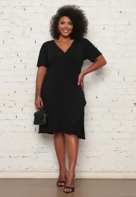 Vestido Feminino Mid Com Babado Plus Size Modelo Cachequer Premium Moda Verão-Preto | Dafiti (BR)