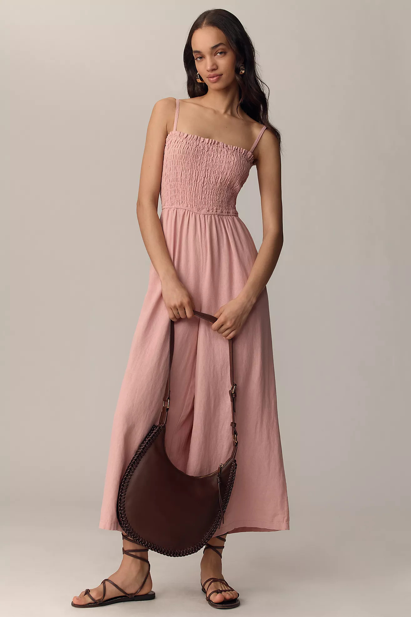 Pilcro Smocked Linen Blend Wide-Leg Jumpsuit | Anthropologie (US)