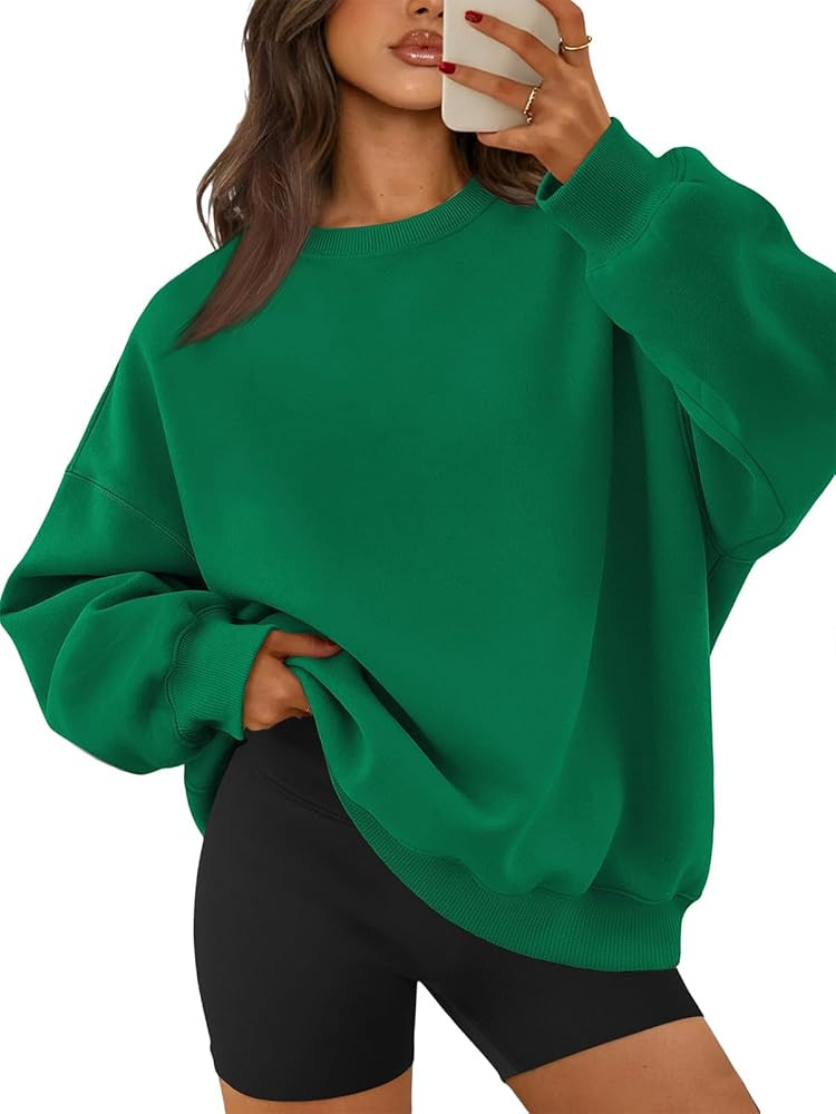 ATHMILE Oversized Sweatshirt for Women Crewneck Fleece Long Sleeve Pullover Hoodies Tops Fall Fas... | Amazon (US)