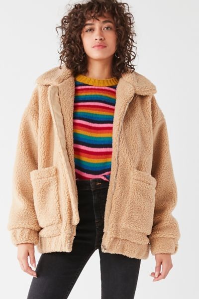 I.AM.GIA Pixie Teddy Coat - Beige XS at Urban Outfitters | Urban Outfitters US