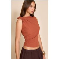 Rust Twist Detail Boxy Sleeveless Top | PrettyLittleThing US