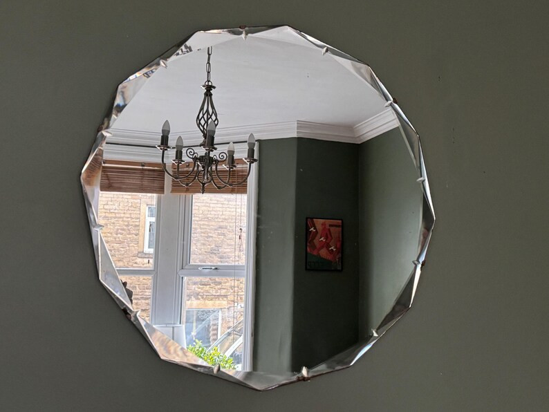 Vintage 1930s Art Deco Bevelled Edge Mirror With Hanging Chain - Etsy | Etsy (US)