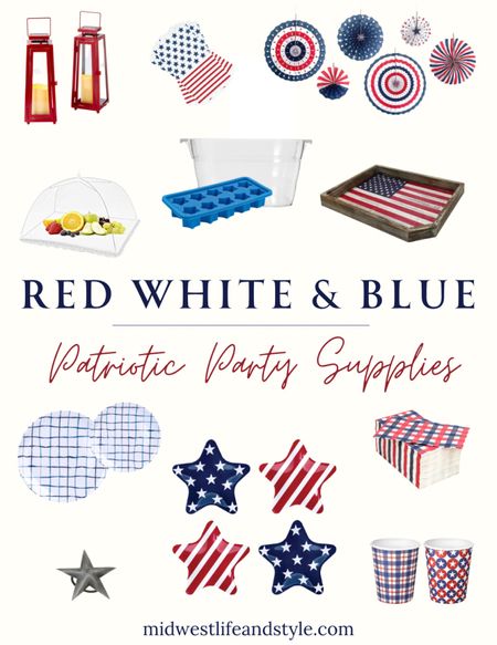 Entertain in style this summer with patriotic red, white, and blue party supplies from Amazon. Save money with these finds including outdoor lanterns, American flag serving trays, patriotic paper fans, star plates, a plastic drink tub, mesh food cover, napkins, cups, and more. 

#LTKSeasonal #LTKHome #LTKParties