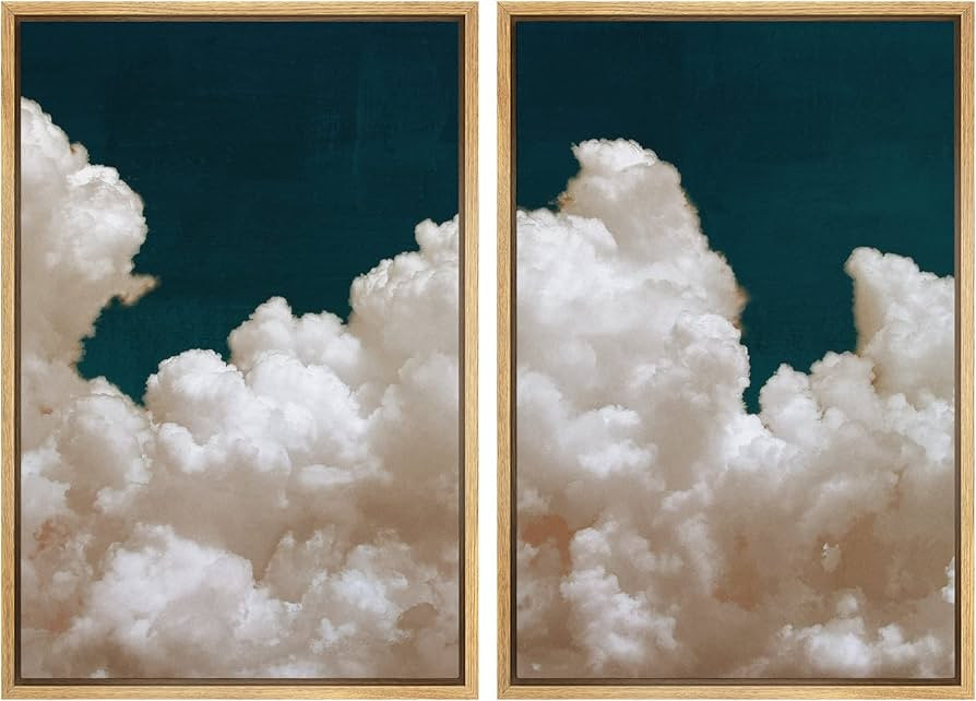 SIGNLEADER Framed Canvas Print Wall Art Set White Pastel Cloud Navy Blue Sky Landscape Nature Wil... | Amazon (US)