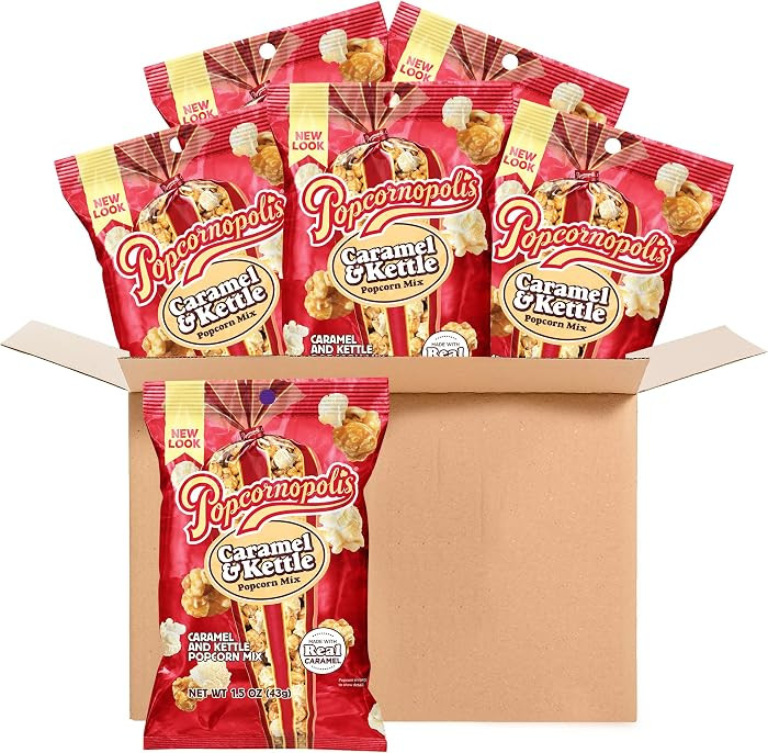 Popcornopolis Caramel & Kettle Mix Popcorn Multipack, 6 Count | Amazon (US)