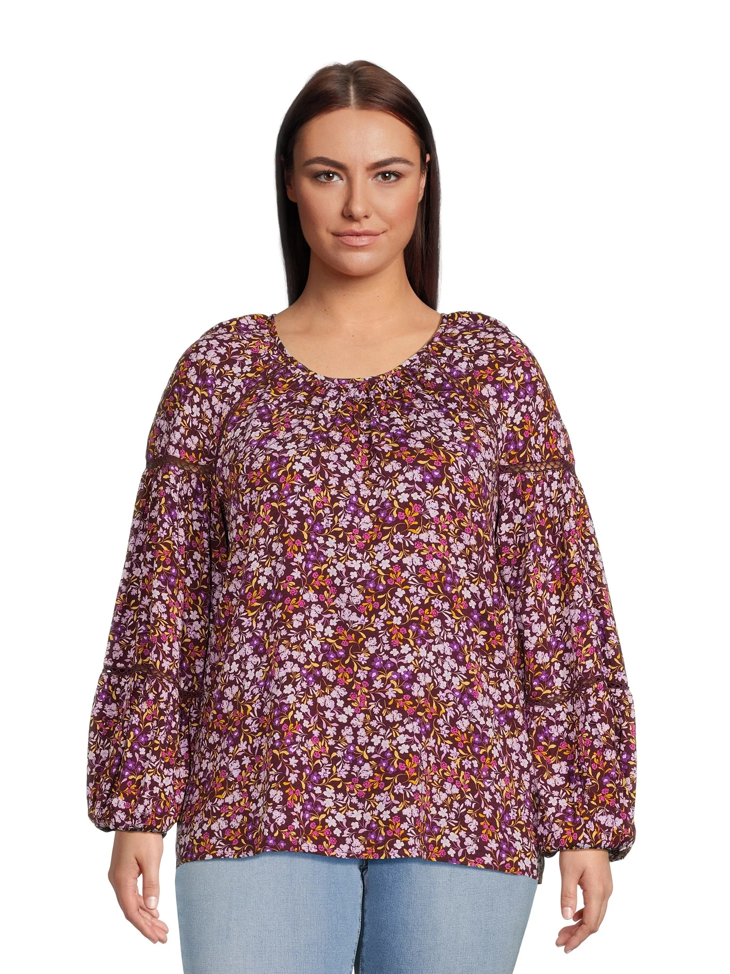 Terra & Sky Women's Plus Size Balloon Sleeve Top | Walmart (US)