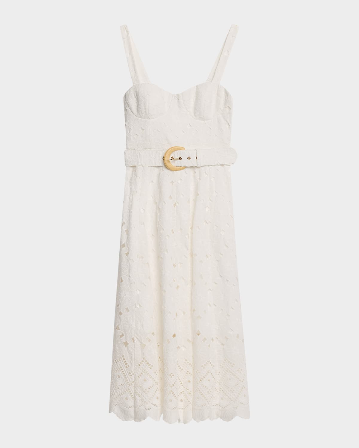 Calypso Embroidered A-Line Midi Dress | Neiman Marcus