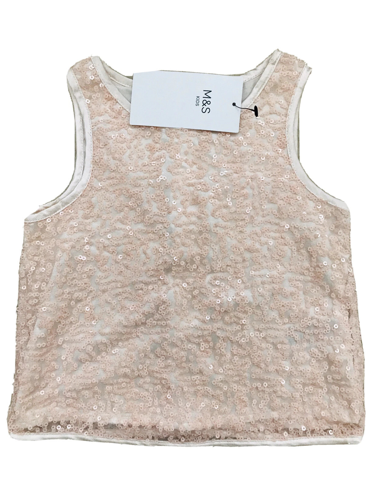BNWT Girls Peach Sequin Party Sleeveless Top Age 3-4 Years  Marks And Spencer | eBay UK