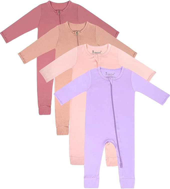 Jimonda Baby Footless Pajamas,Two Zip Closure Long Sleeve Romper,Infant Clothes Pjs 4 Pcs | Amazon (US)