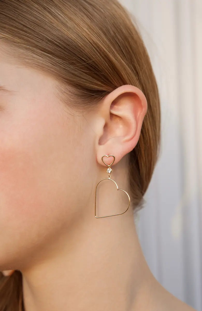 CZ Heart Outline Earrings | Nordstrom Rack