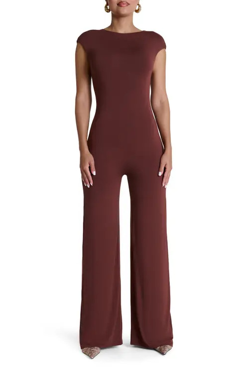 Naked Wardrobe Smooth Open Back Jumpsuit in Pecan Brown at Nordstrom, Size X-Small | Nordstrom