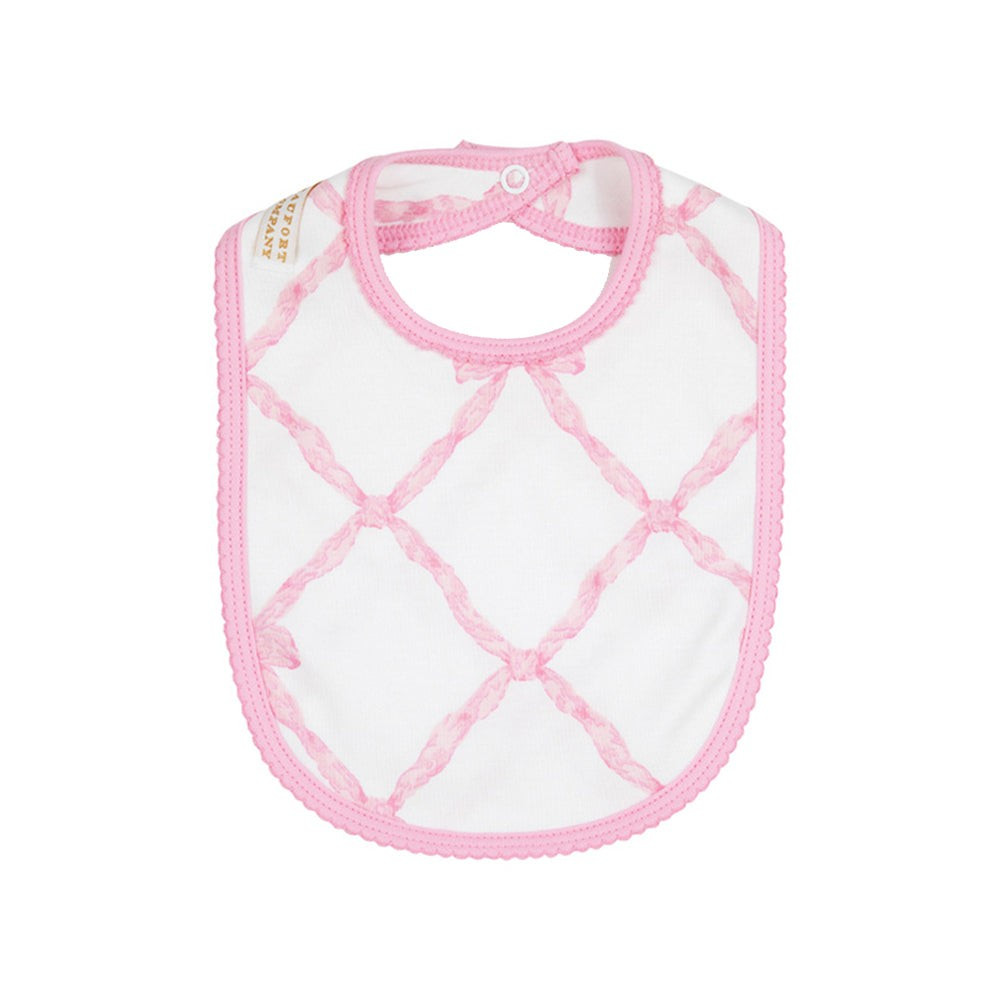 Burp Me Bib - Belle Meade Bow with Pier Party Pink | The Beaufort Bonnet Company