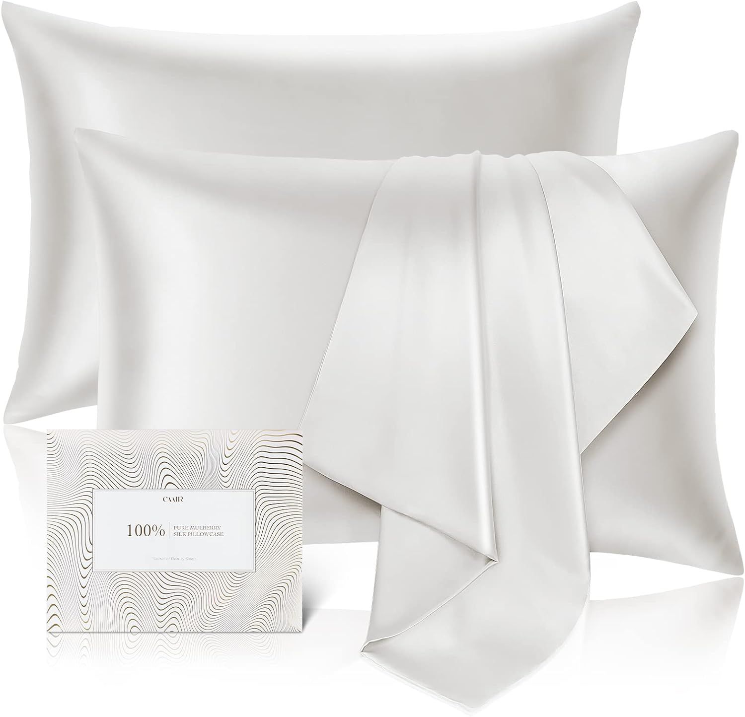 100% Mulberry Silk Pillowcase for Hair and Skin Set of 2,Allergen Resistant Dual Sides,600 Thread... | Amazon (US)