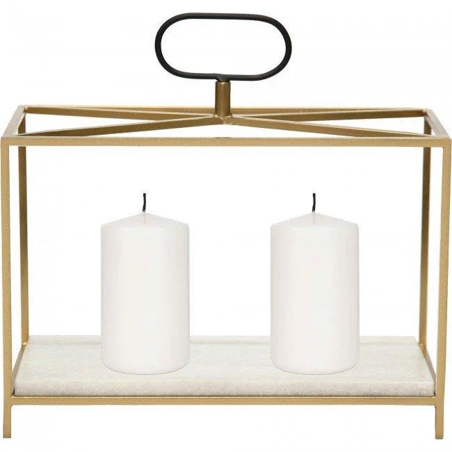 Iron, Marble Flye Candle Holder, White Marble, Gold & Black - Small | Walmart (US)