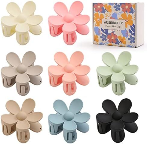 8PCS Flower Claw Clips, Hair Claw Clips for Thick Thin Hair, Matte Non Slip Hair Clips Strong Hol... | Amazon (US)
