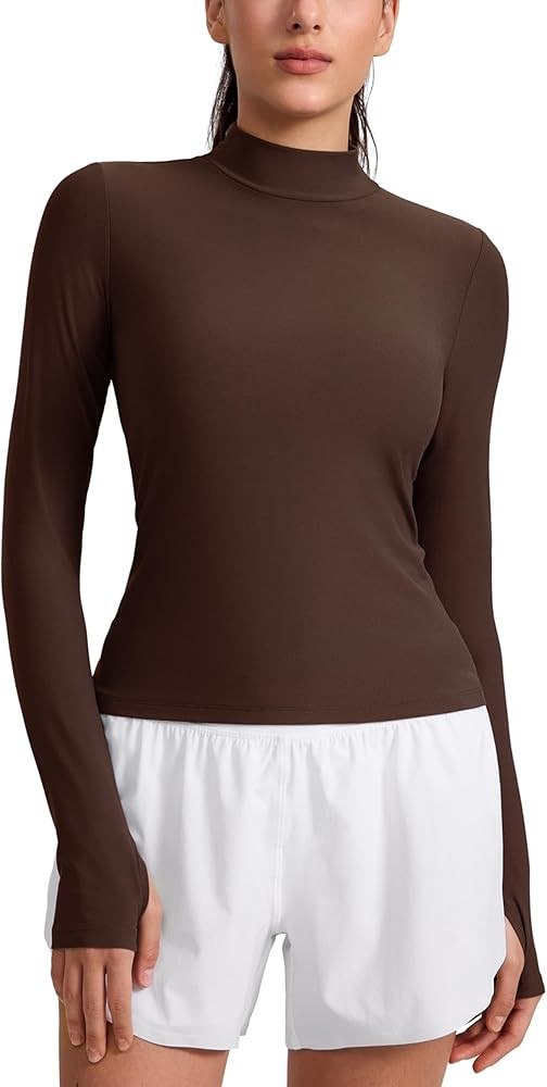 CRZ YOGA Cloudweight Mock Neck Tops for Women Lightweight Workout Long Sleeve Shirts Soft Athleti... | Amazon (US)
