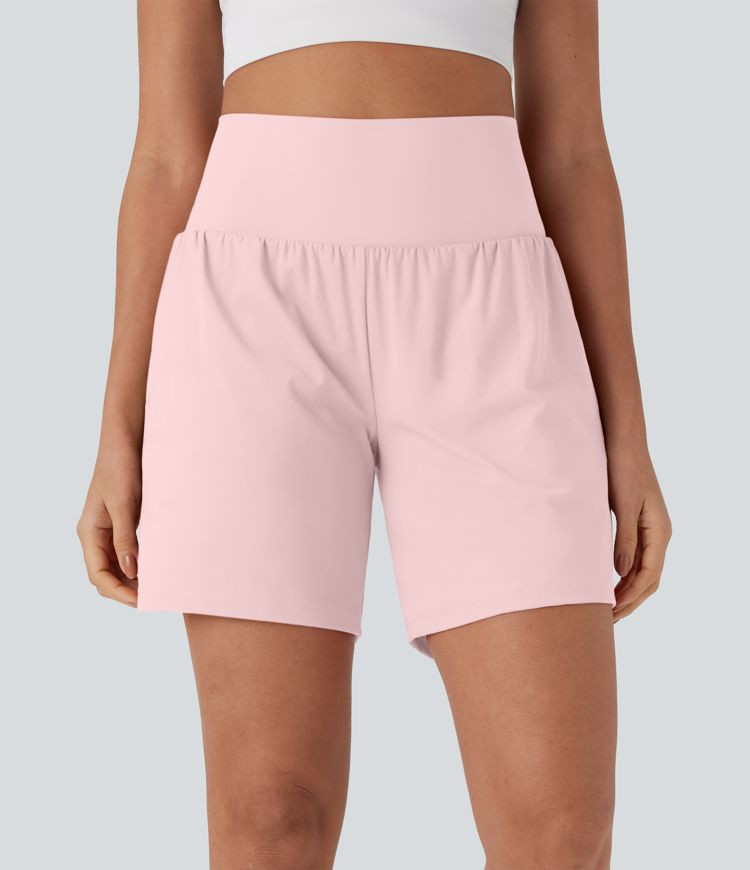 Women\u2019s SoftlyZero\u2122 Airy Super High Waisted 2-in-1 Cool Touch Yoga Shorts 7" with Pocke... | HALARA