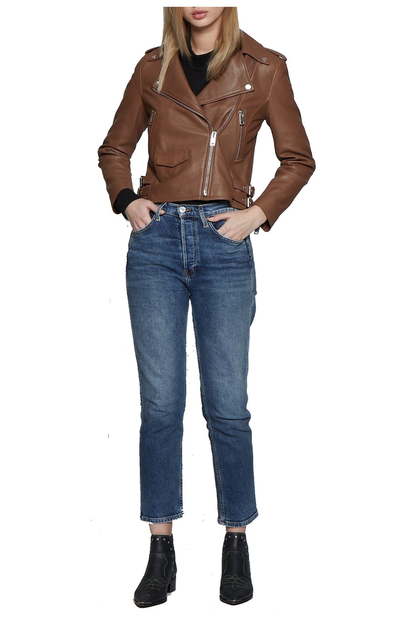 Liz Leather Crop Moto Jacket | Nordstrom Rack