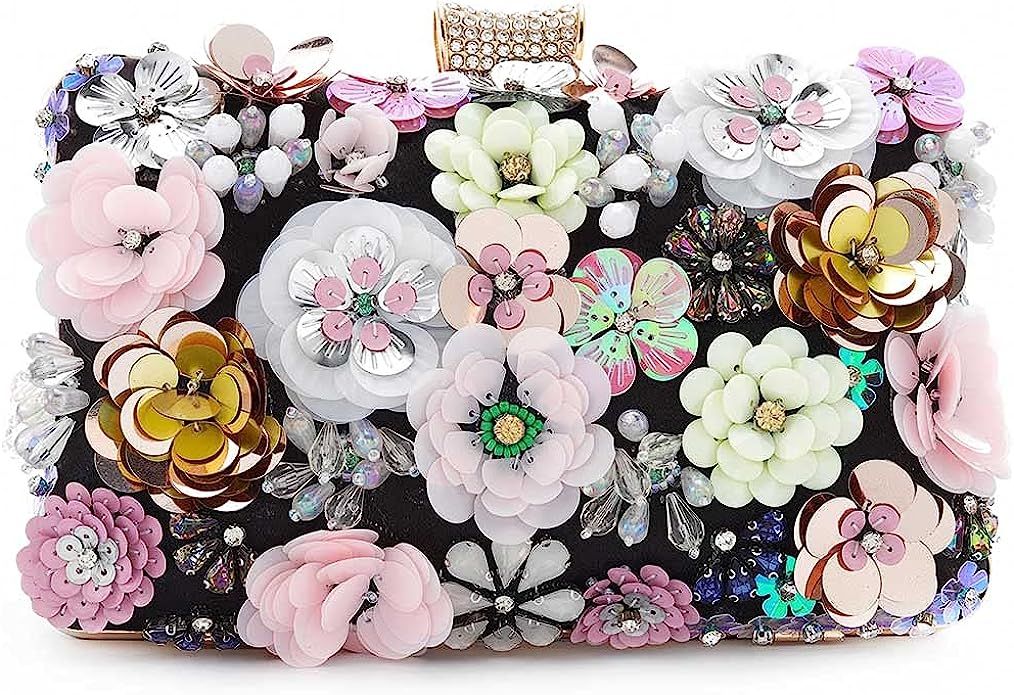 Yokawe Women's Evening Bag Flower Party Prom Clutch Purse Floral Bride Wedding Handbag | Amazon (US)