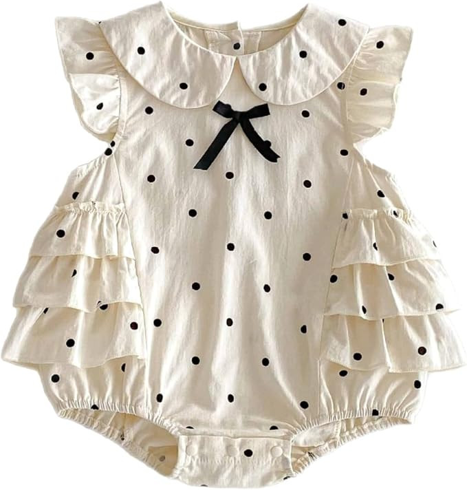 HOOLCHEAN Baby Girls Cotton Summer Polka Dot Romper Infant Sleeveless Bubble Onesie with Ruffle T... | Amazon (US)