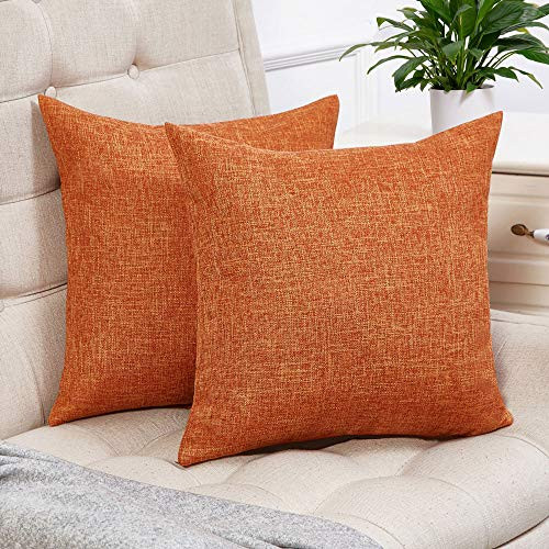 Anickal Fall Pillow Covers 20x20 Inch for Fall Decor Set of 2 Burnt Orange Rustic Linen Decorative S | Amazon (US)