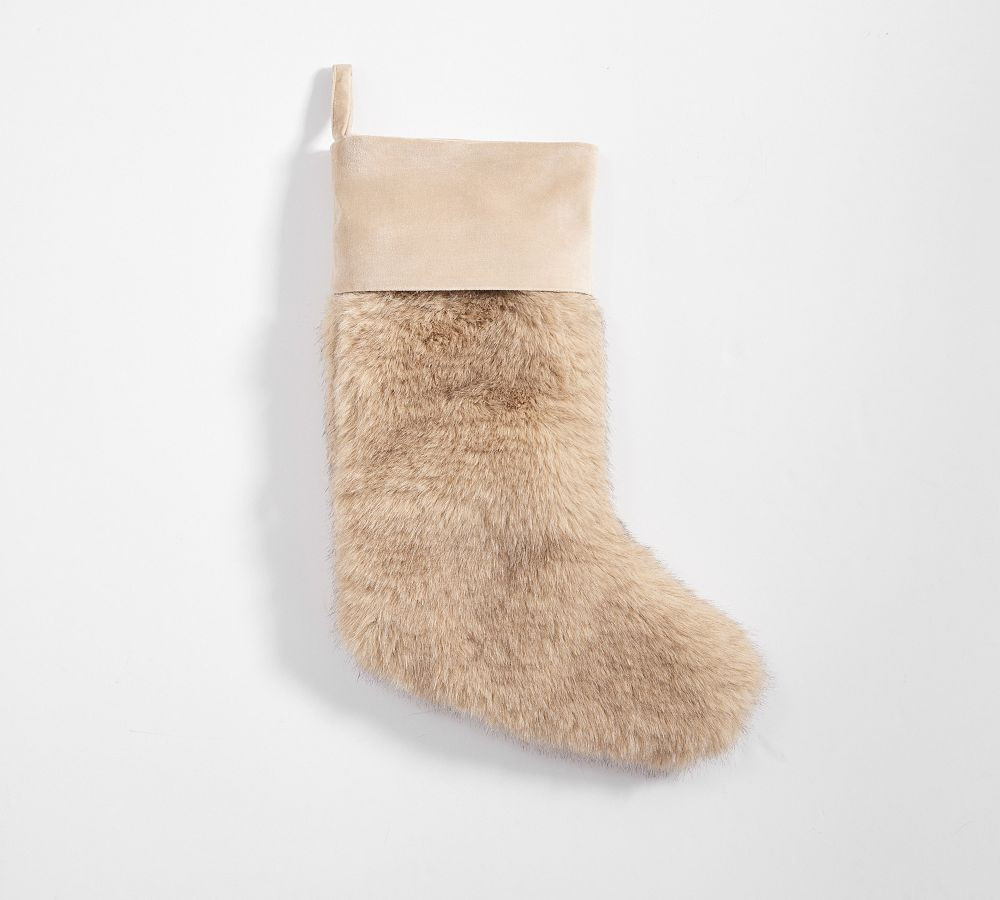 Mink Faux Fur Stocking Taupe | Pottery Barn (US)