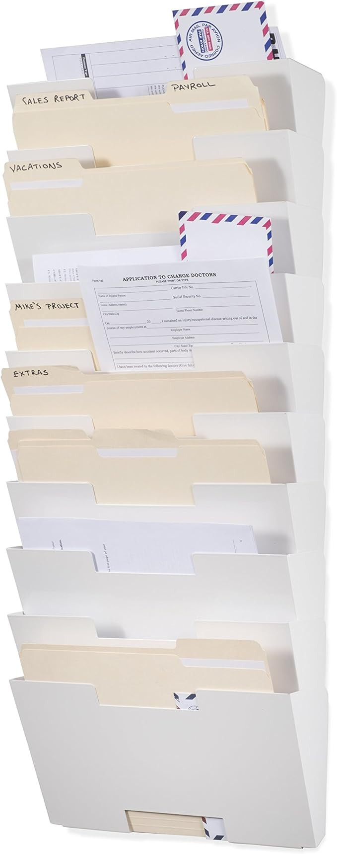 Wallniture Lisbon 10-Tier Wall Mounted File Holder and Desk Organizer, Metal White Office Organiz... | Amazon (US)