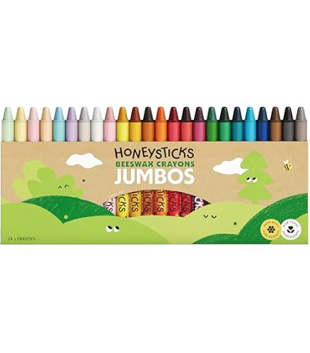Honeysticks Super Jumbo Crayons (12 Pack) - 100% Pure Beeswax, Non Toxic Crayons for Toddlers 1-3, Extra Large Crayon Size, Easy to Hold and Use, Unbreakable Toddler Crayon, Eco-Friendly | Amazon (US)