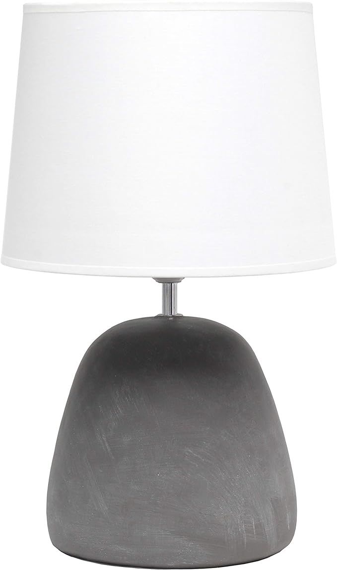 Simple Designs LT2058-WHT Round Concrete Table Lamp, White | Amazon (US)
