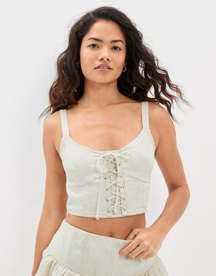 AE V-Neck Corset Tank Top | American Eagle Outfitters (US & CA)