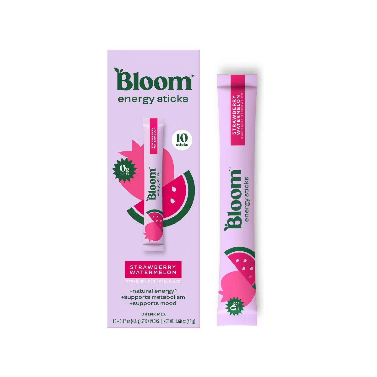 Bloom Nutrition Energy Strawberry Watermelon Flavored Water Drink Mixes - 10pk | Target