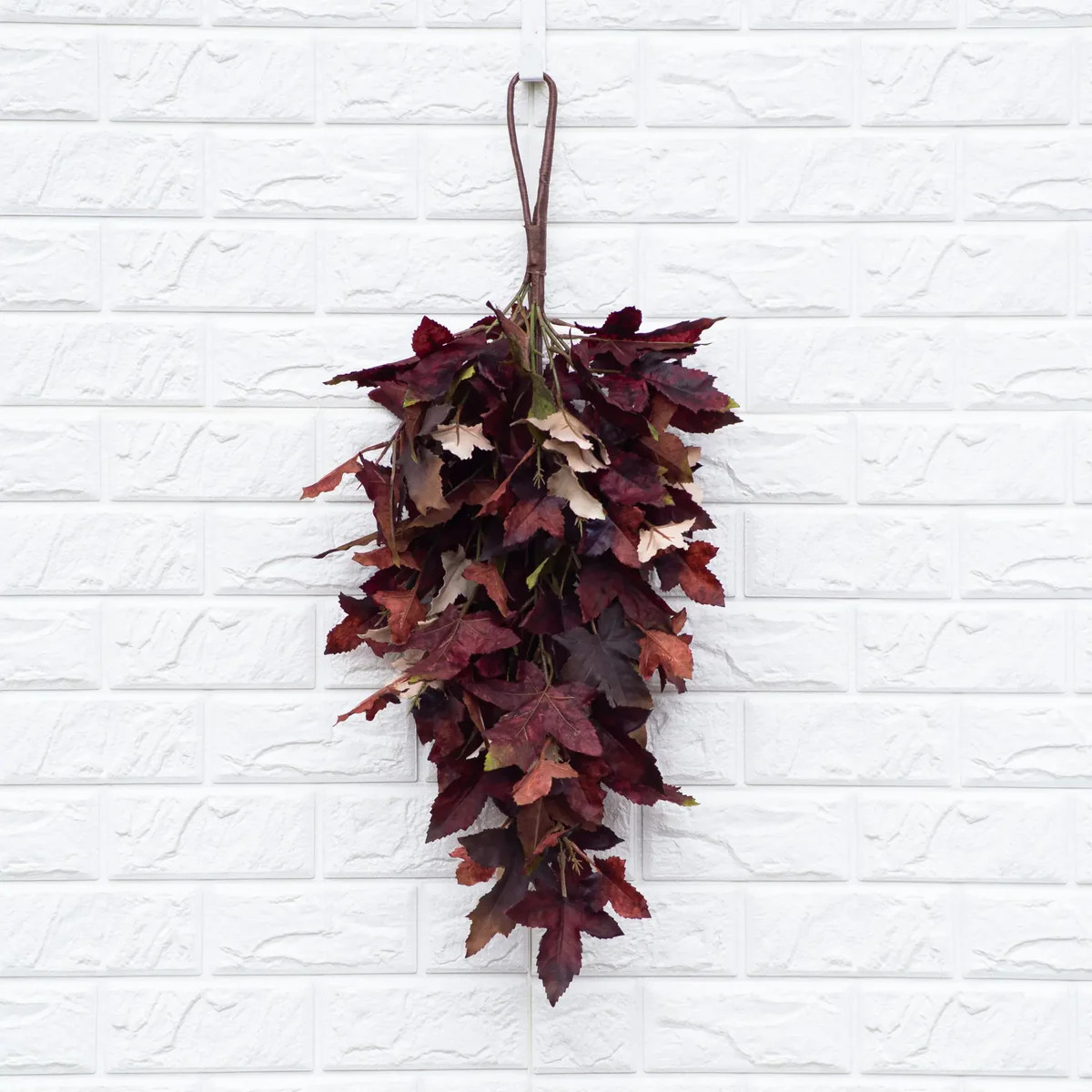 Maroon Maple Leaf Teardrop Fall Swag | Darby Creek Trading