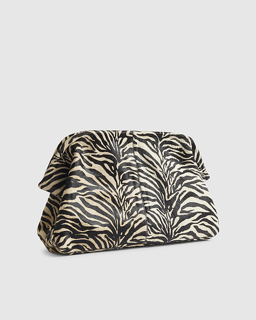 Black Pony Hair Leather Zebra Clutch Bag | River Island UK & IE
