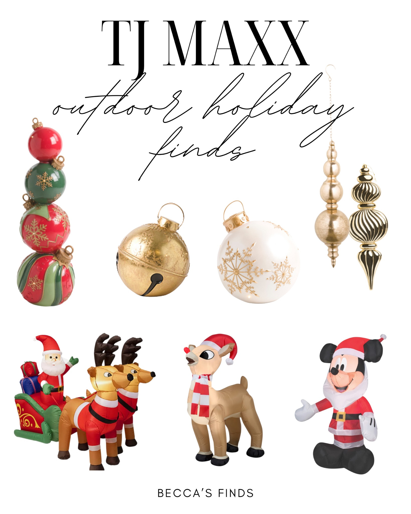TJ MAXX outdoor Christmas decor
Oversized yard ornaments, outdoor finials 

#LTKHoliday #LTKhome #LTKHolidaySale