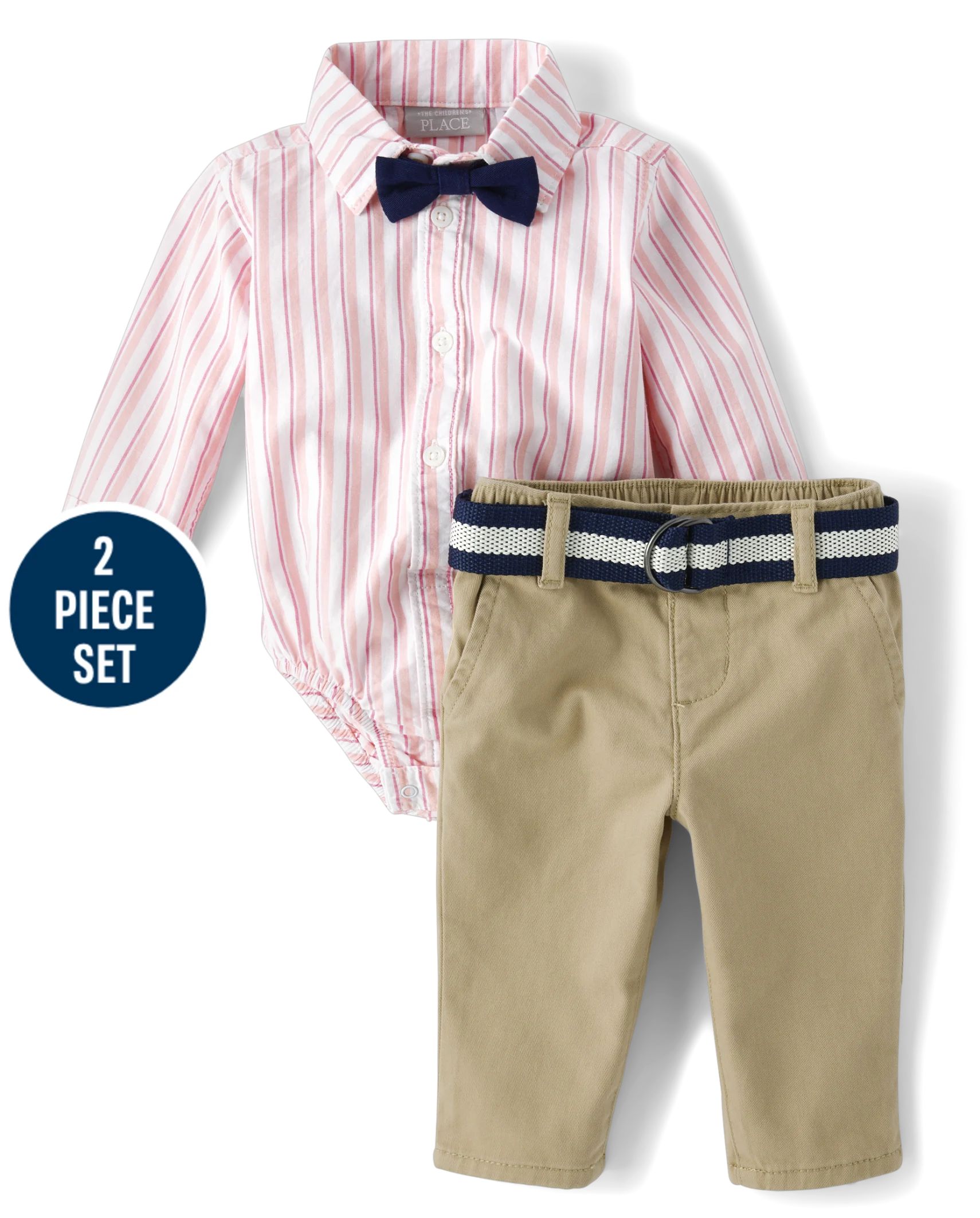 Baby Boys Dad And Me Striped Poplin 2-Piece Outfit Set - rose petal | The Children's Place