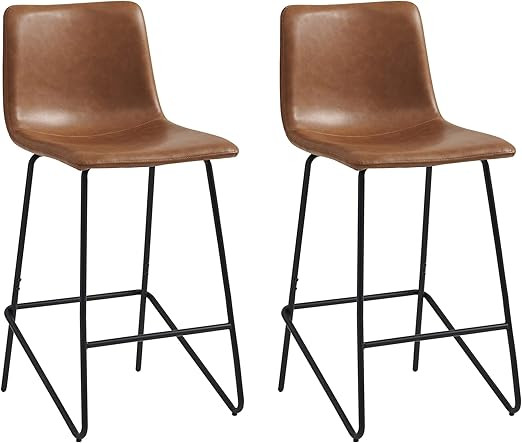 Watson & Whitely Metal Bar Stools, 26" H Counter Height Bar Stools for Kitchen Island, Faux Leath... | Amazon (US)