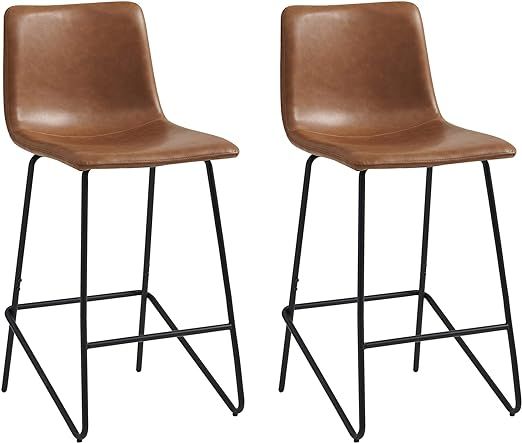 Watson & Whitely Metal Bar Stools, 26" H Counter Height Bar Stools for Kitchen Island, Faux Leath... | Amazon (US)