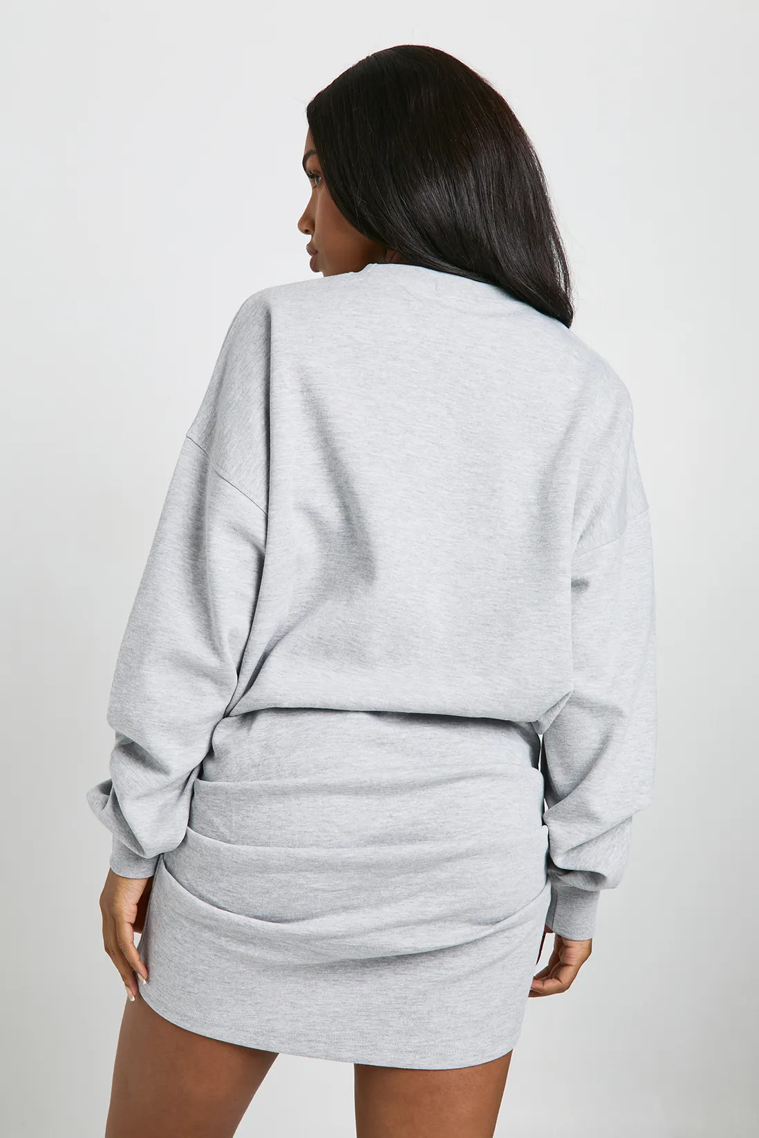 Ruched Waist Long Sleeve Sweat Dress | Boohoo.com (UK & IE)