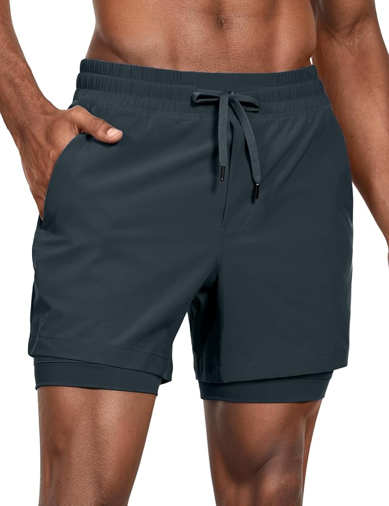 CRZ YOGA 2 in 1 Mens Athletic Shorts 5'' with Liner Quick Dry Lightweight Running Sports Gym Shor... | Amazon (US)