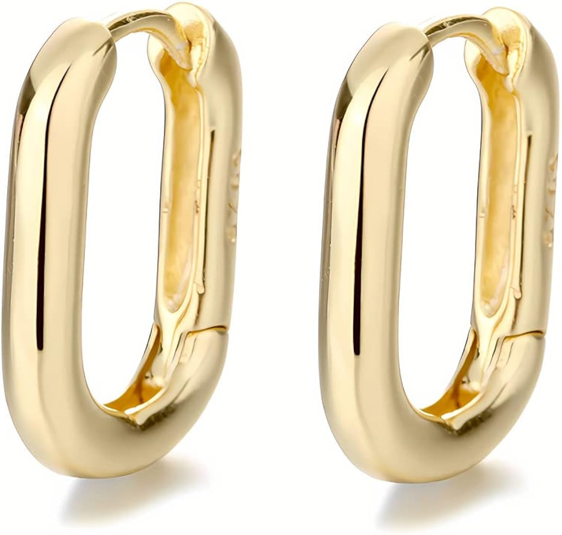 925 U Shape Hoop Earrings, Paperclip Link Chain Jewelry, Small Huggie Earrings for Women Teen Gir... | Amazon (US)