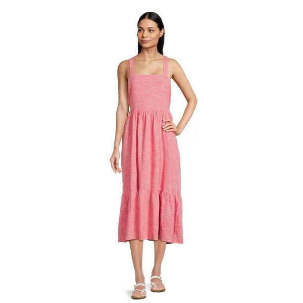 Time & Tru Women's Tie Bk Midi Dress | Walmart (US)