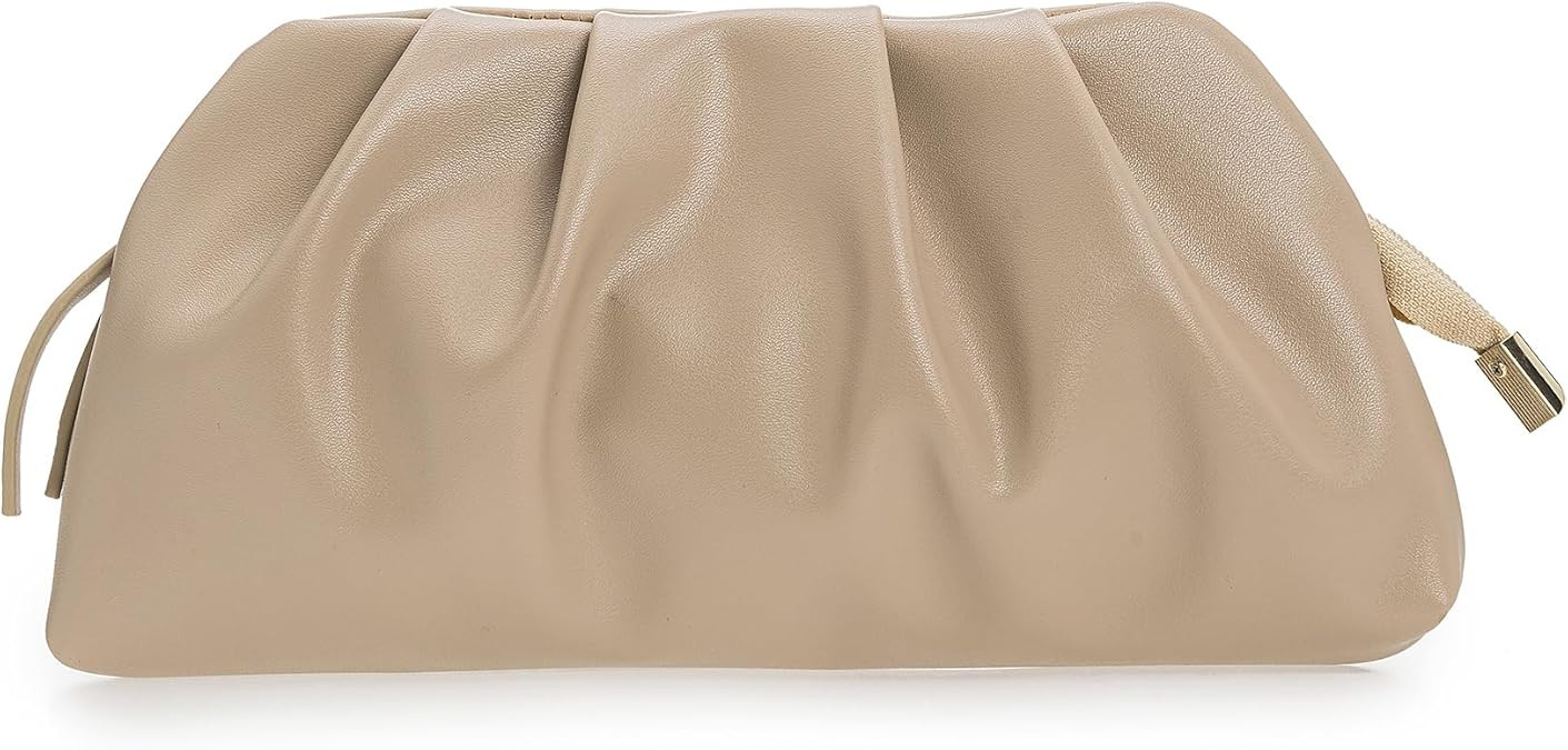 CHARMING TAILOR Chic Soft Vegan Leather Clutch Bag Dressy Pleated PU Evening Purse for Women | So... | Amazon (US)