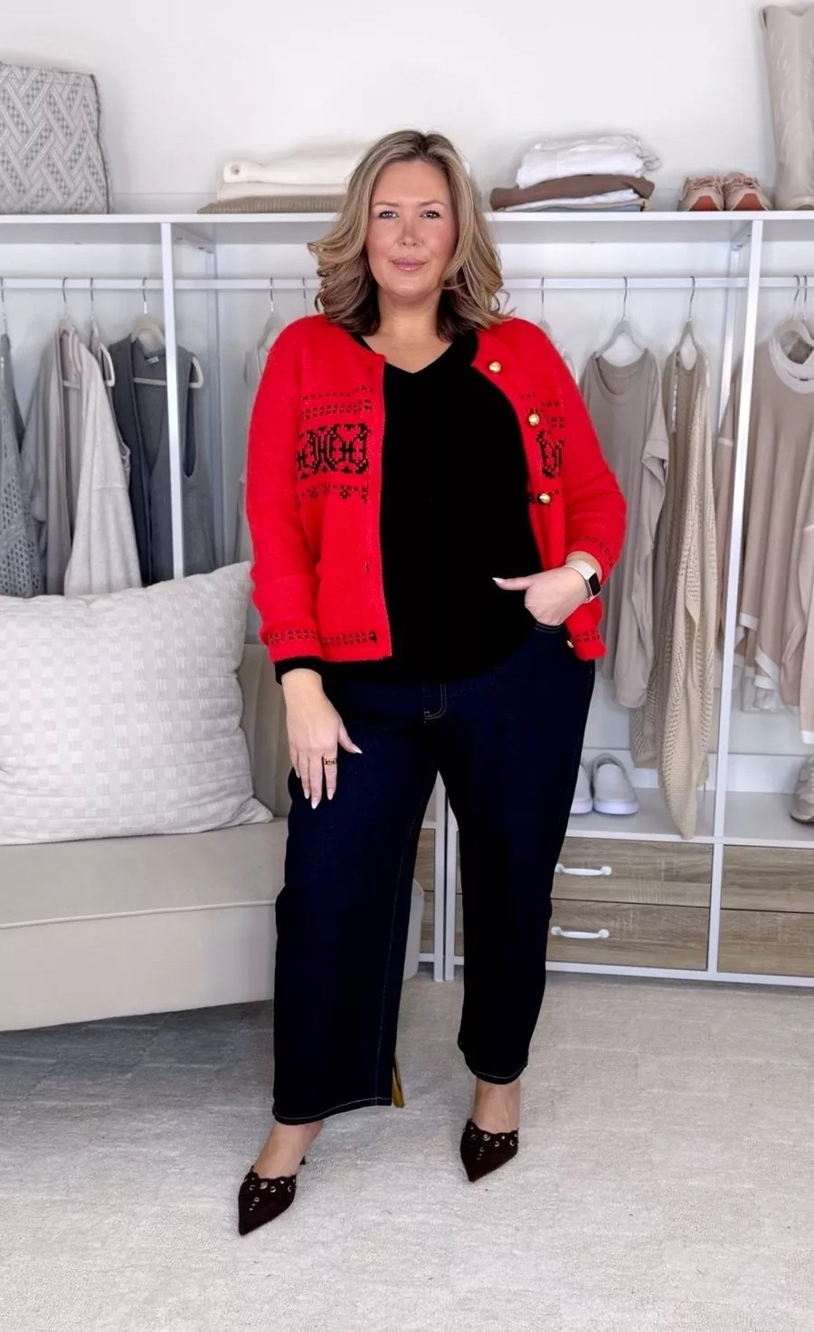 Wearing a 20W in these jeans and 2X in the black tee. Wearing an XXL in the red sweater.

Plus size fashion, Walmart fashion, affordable fashion, winter outfit ideas, winter layers, midsize fashion, midsize fashion, ootd, mom style

#LTKOver40 #LTKPlusSize #LTKMidsize