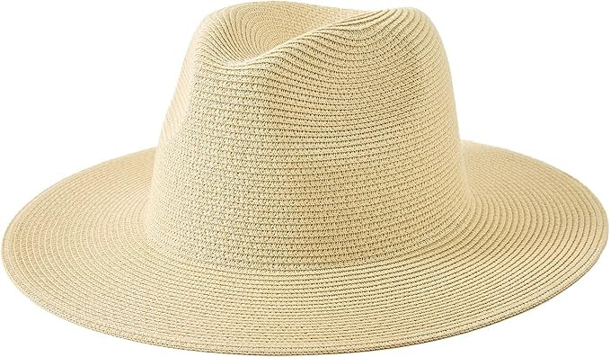 Women Wide Brim Straw Panama Roll up Hat Fedora Beach Sun Hat UPF50+ | Amazon (US)