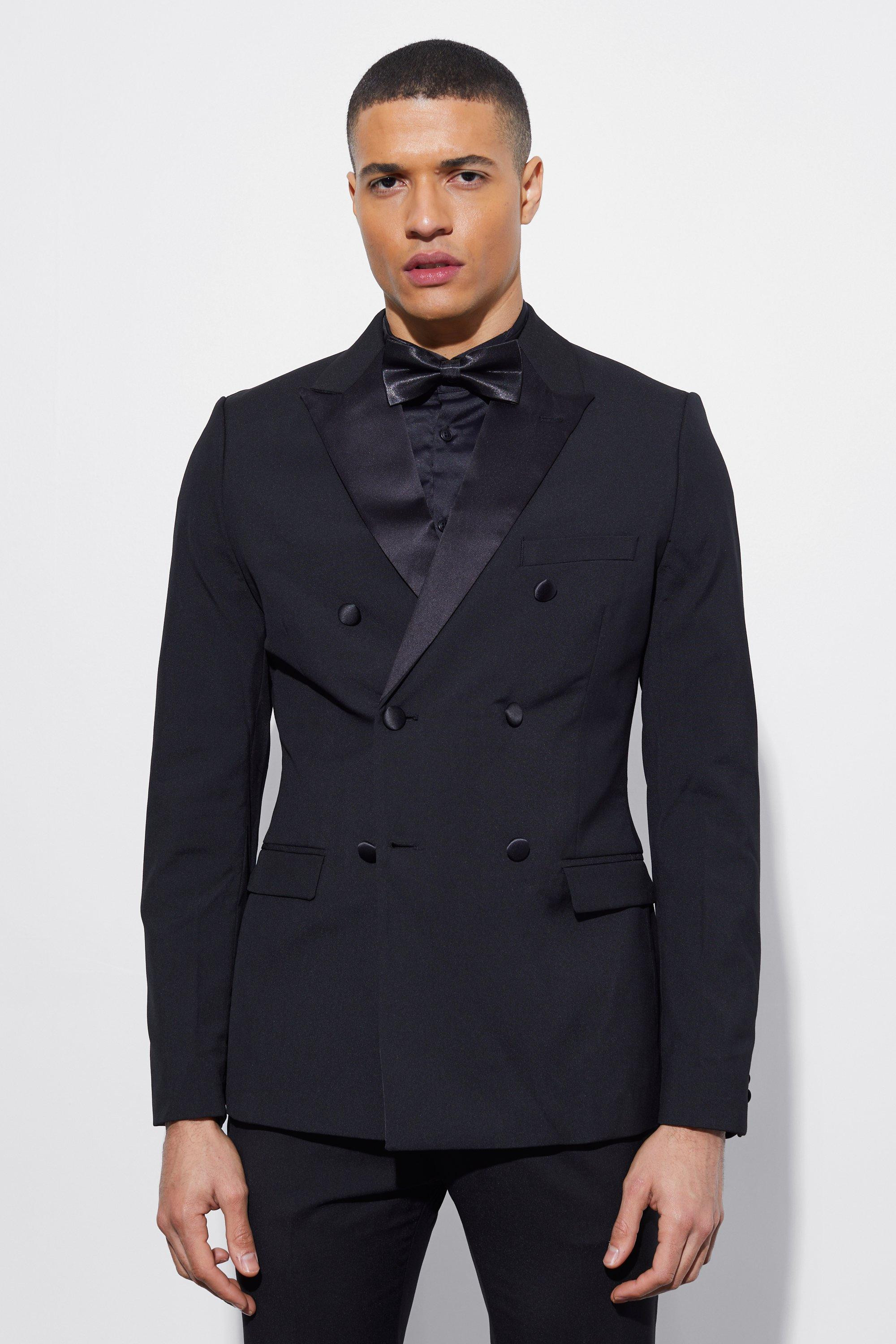 Skinny Tuxedo Double Breasted Suit Jacket | boohooMAN (US & Canada)