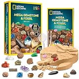 NATIONAL GEOGRAPHIC Mega Fossil and Gemstone Dig Kits - Excavate 20 Real Fossils and Gems, Great ... | Amazon (US)